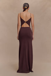 Reama Wrap Over Knit Maxi Dress - Chocolate